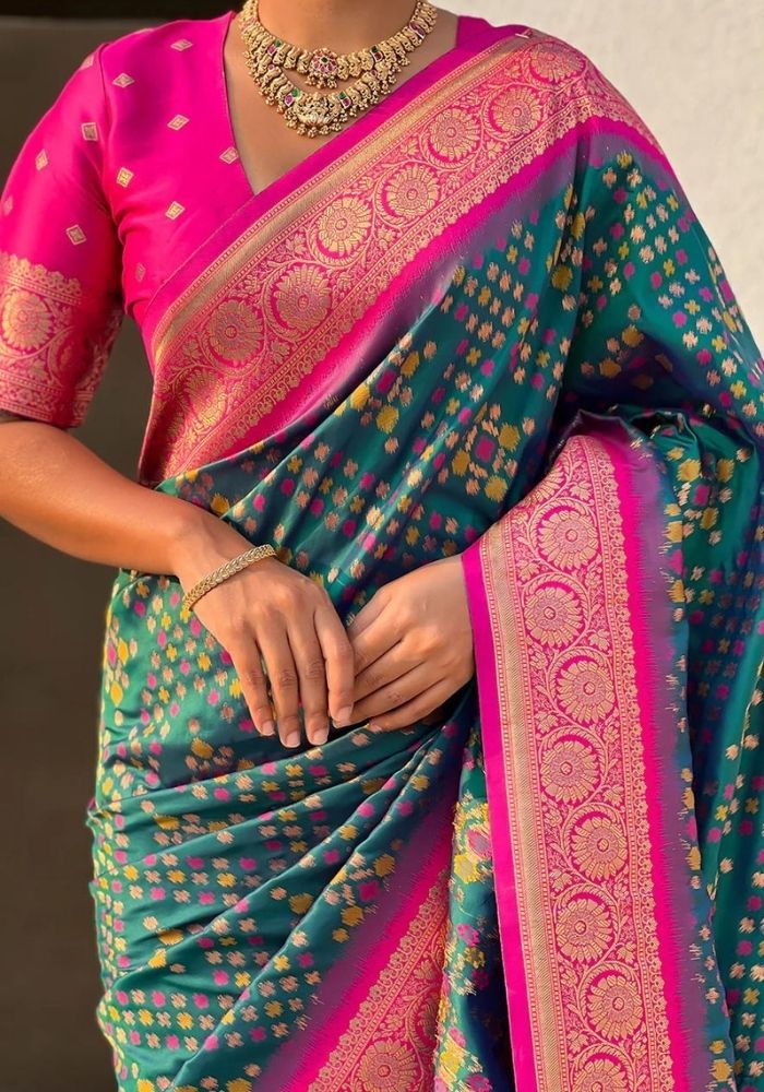 Jasmine Rama Banarasi silk saree