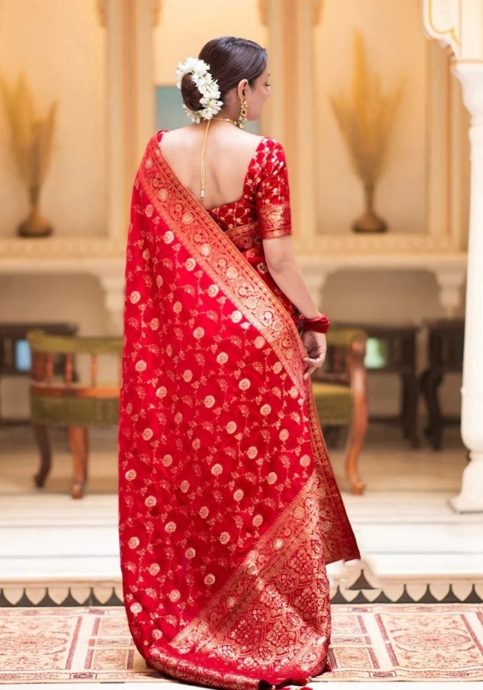 Pihu Red Banarasi Silk Saree