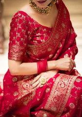 Pihu Red Banarasi Silk Saree