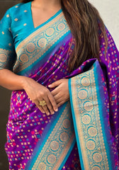 Jasmine Purple Banarasi silk saree