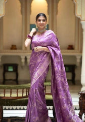 Anarkali Lavender banarasi silk saree