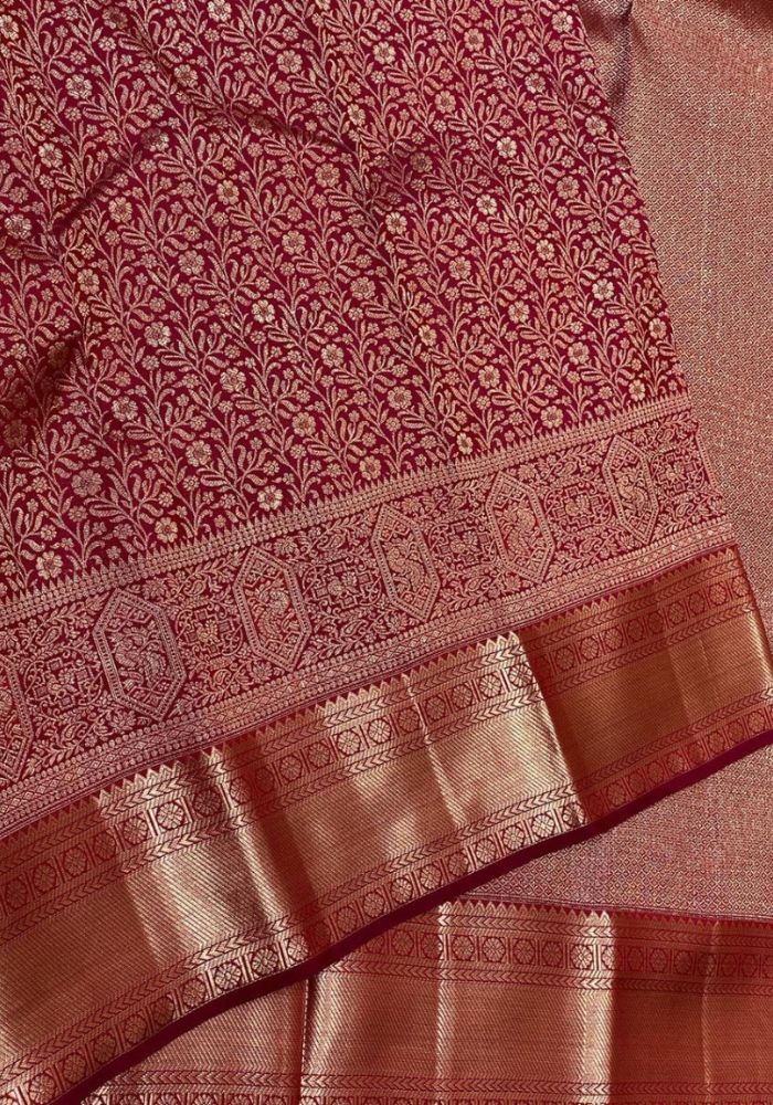 Bindu maroon Banarasi Silk Saree