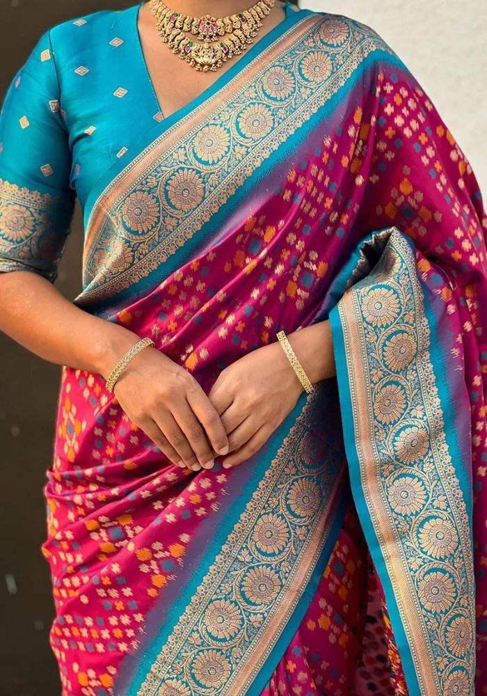 Jasmine Maroon Banarasi silk saree