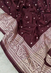 Tavisha – Deep Maroon Banarasi Soft Silk Saree with Intricate Paisley Zari Weaving
