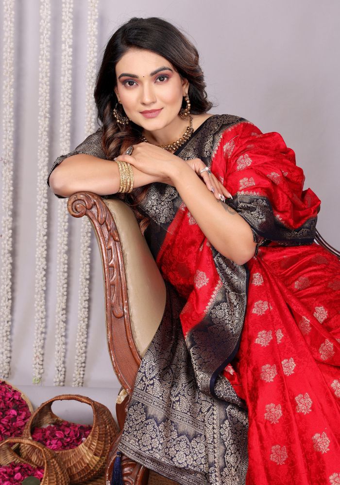 Pavitra Red Kanjivaram Silk Saree