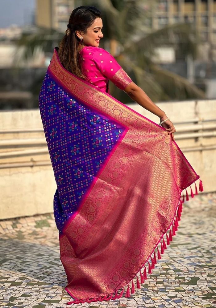 Jasmine Royal Blue Banarasi silk saree