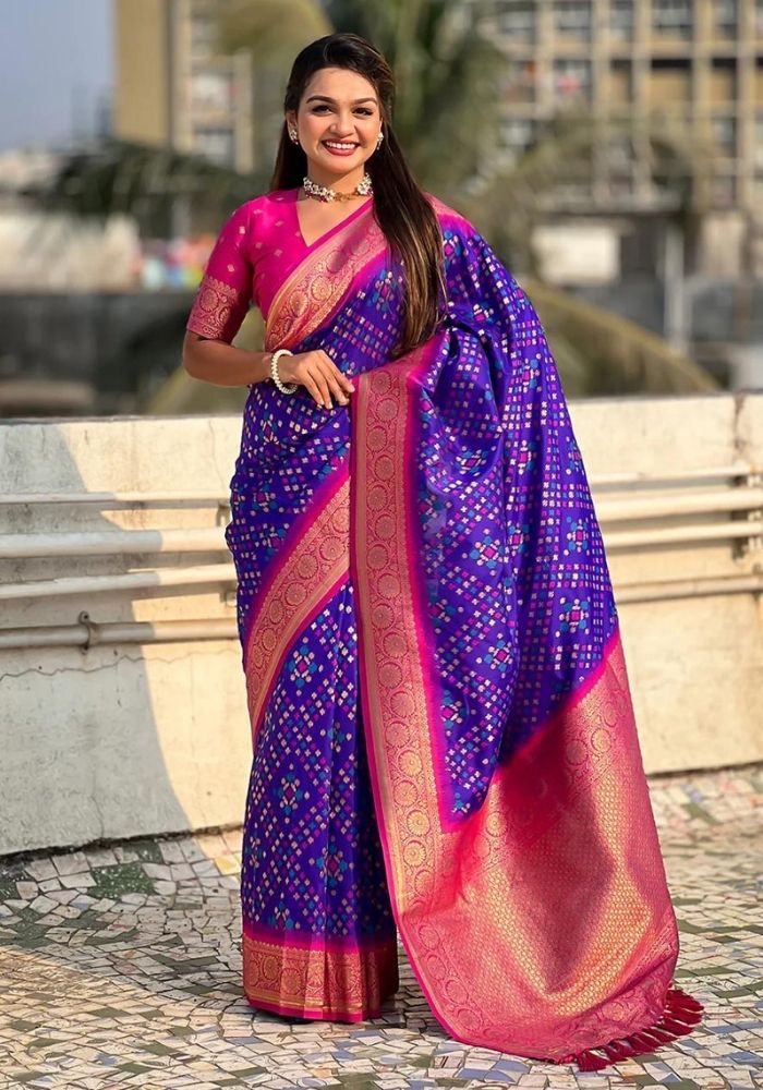 Jasmine Royal Blue Banarasi silk saree