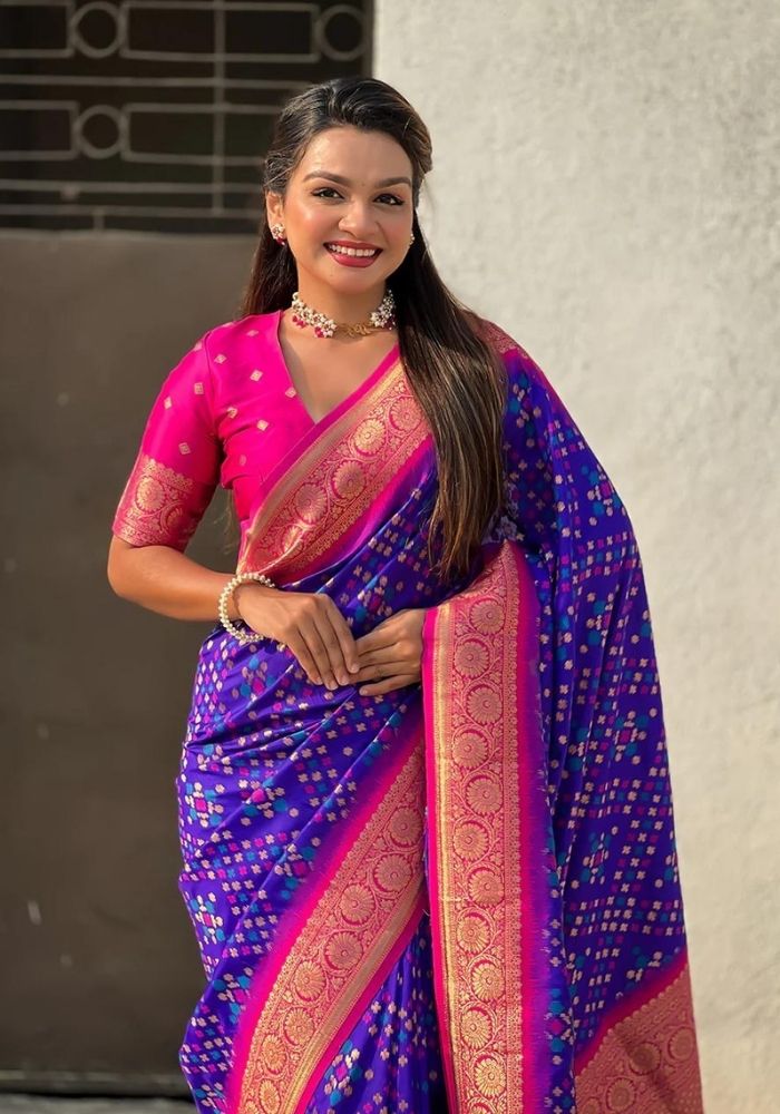 Jasmine Royal Blue Banarasi silk saree