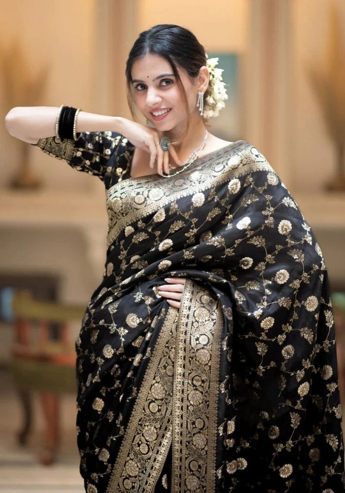 Pihu Black Banarasi Silk Saree