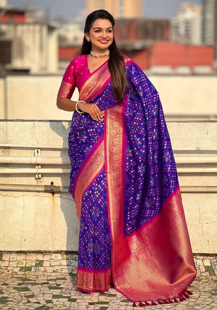 Jasmine Royal Blue Banarasi silk saree