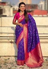 Jasmine Royal Blue Banarasi silk saree