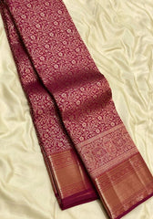 Bindu maroon Banarasi Silk Saree