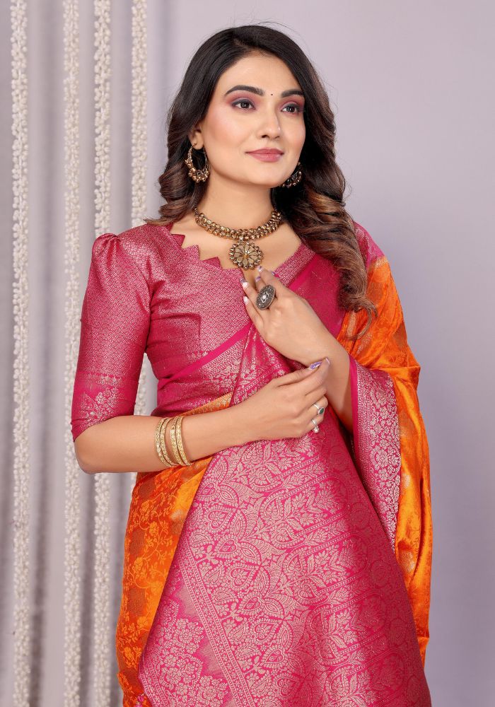 Pavitra Orange Kanjivaram Silk Saree