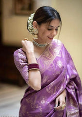 Anarkali Lavender banarasi silk saree