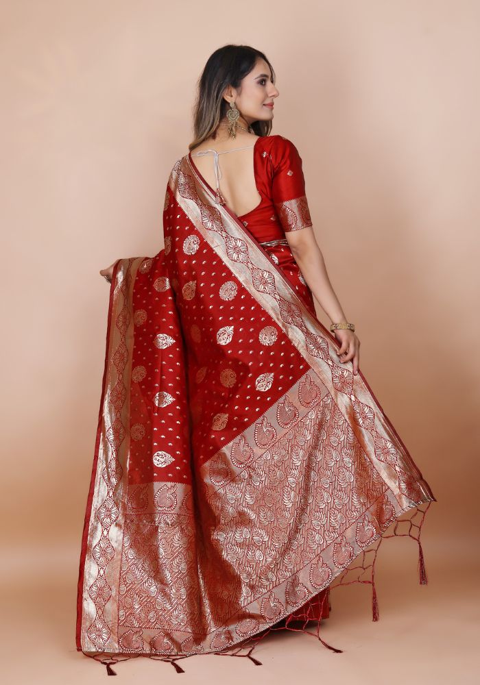 Yashika Red Banarasi Silk Saree