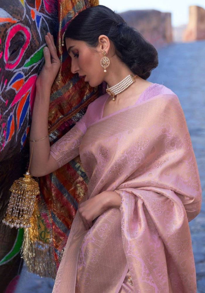 Akira Peach Banarasi Silk Saree