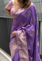 Yamika  Lavender Banarasi Silk Saree