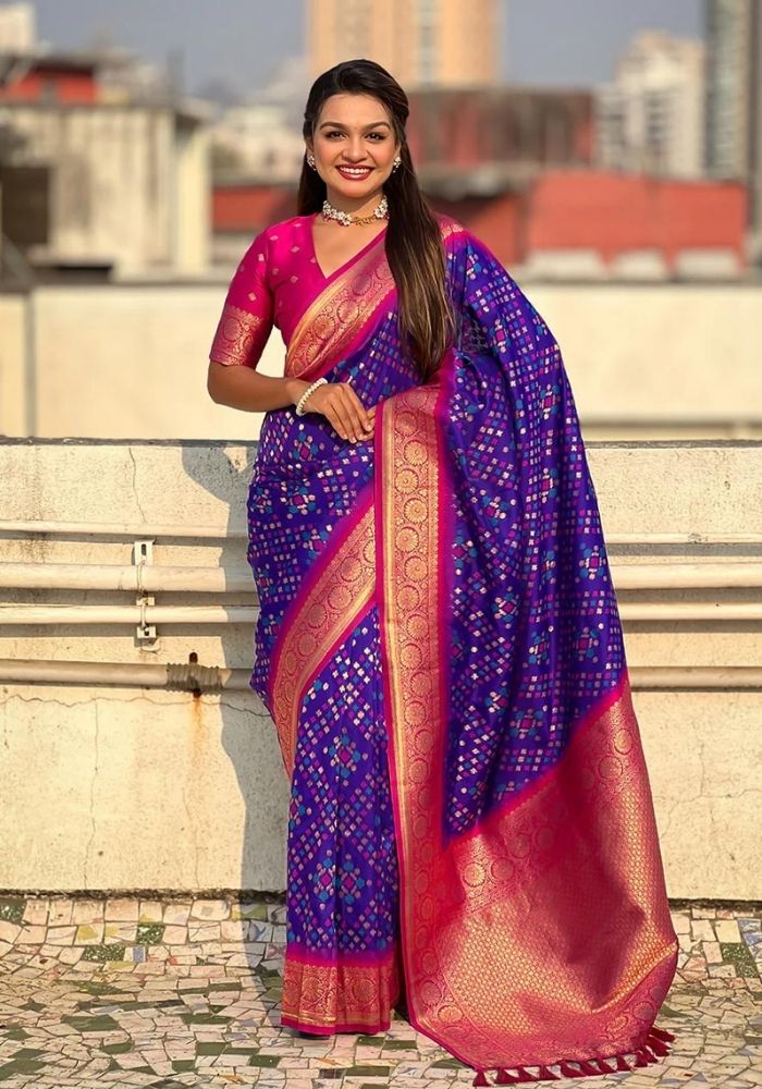 Jasmine Royal Blue Banarasi silk saree