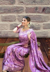 Anarkali Lavender banarasi silk saree