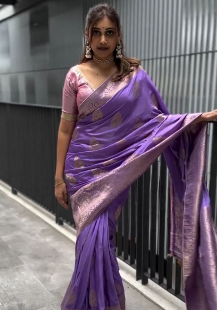 Yamika  Lavender Banarasi Silk Saree