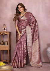 Sandhya Dusty Gajari Organza Silk Saree