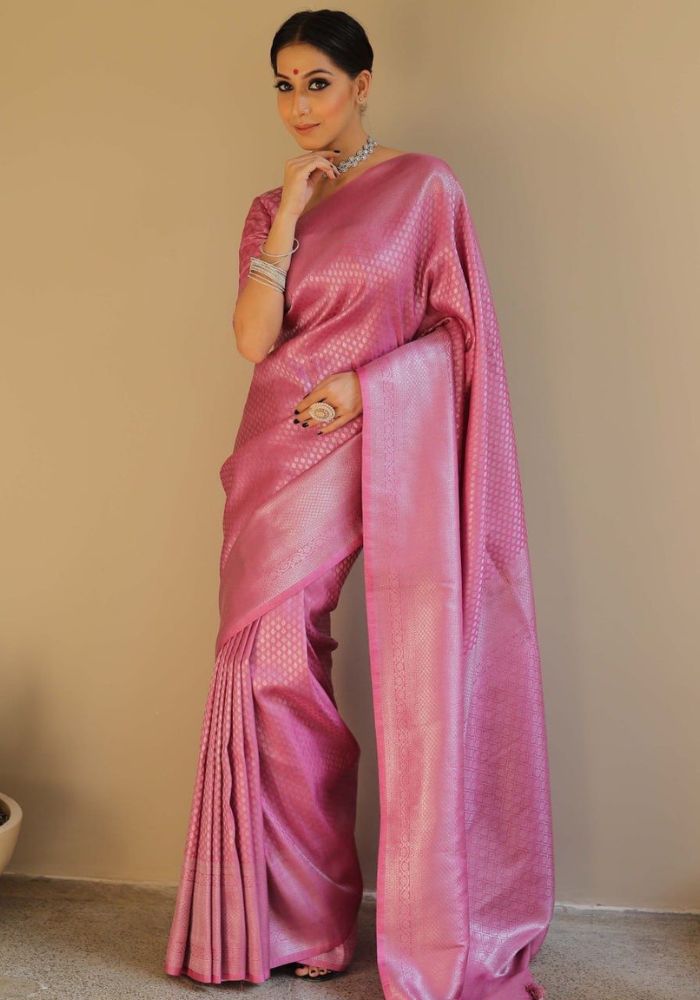 PINK BANARASI SILK SAREE