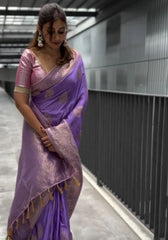 Yamika  Lavender Banarasi Silk Saree