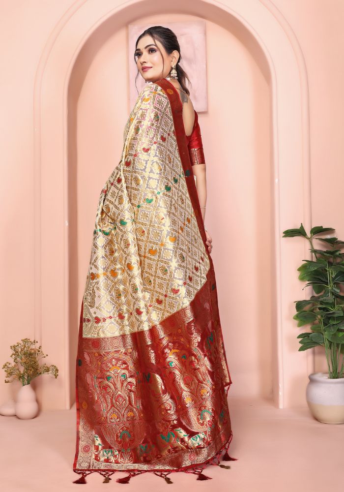 Samaira Maroon Organza Silk Saree