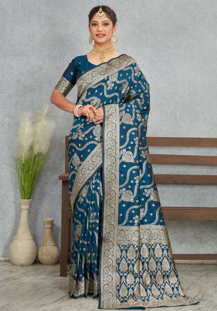 Sita MorePeach Banarasi Soft Silk Saree