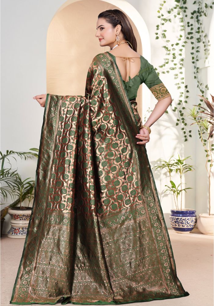 Niharika Mehandi Banarasi Silk Saree