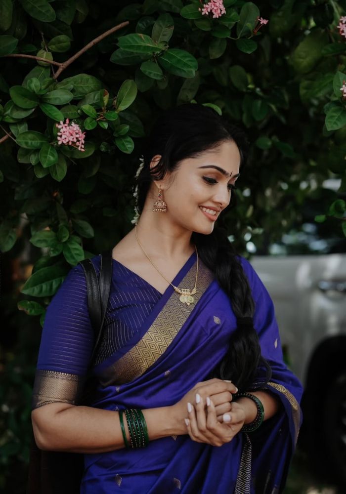 Royal Grace – Deep Blue Soft Silk Saree with Golden Zari Border