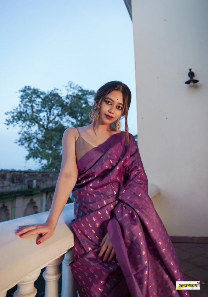 Khushi Wine Banarasi Silk Saree