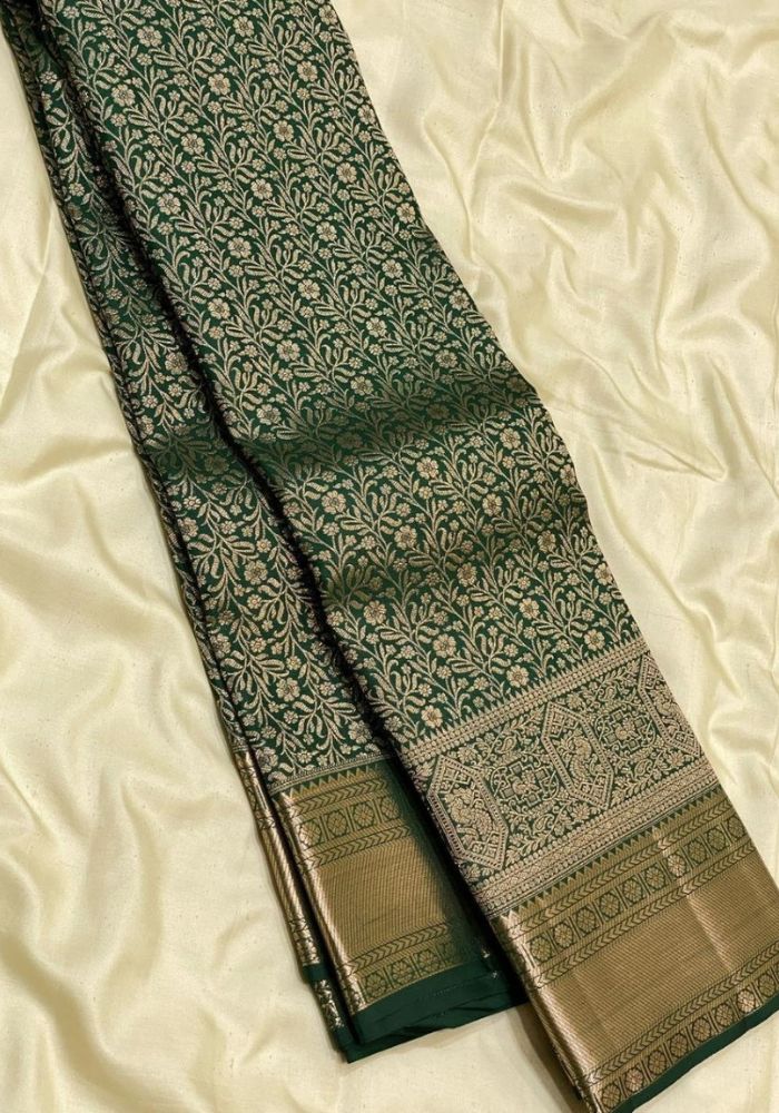 Bindu B.green Banarasi Silk Saree
