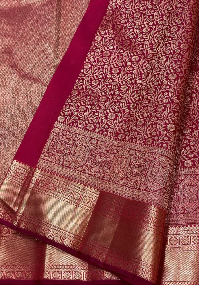 Bindu maroon Banarasi Silk Saree