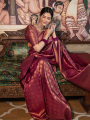 Raveena Maroon Banarasi Silk Saree