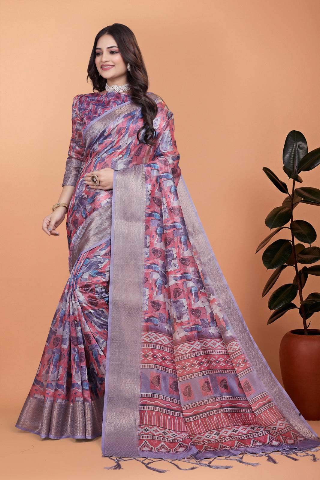 Amaya Lavender Digital Silk saree