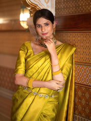 Raveena Lemon Banarasi Silk Saree