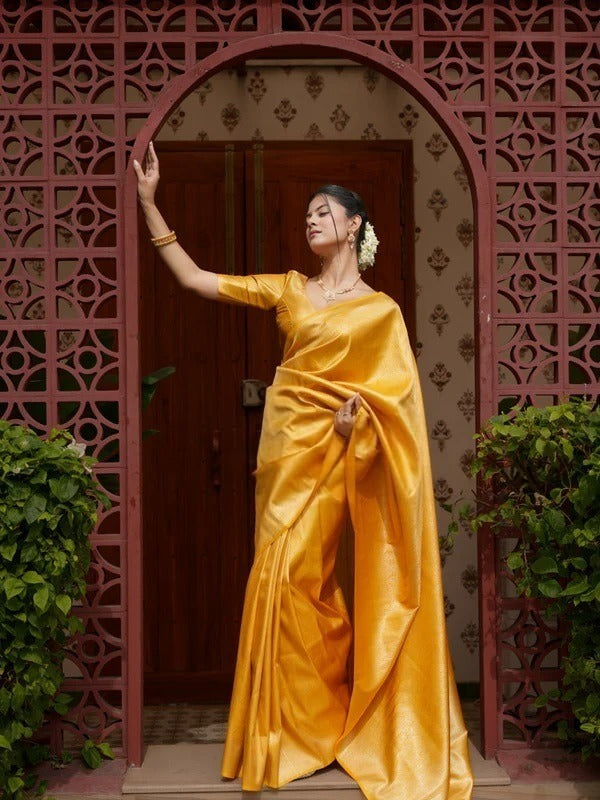 Maruti – Sunrise Yellow Silk Saree with Zari Subtlety
