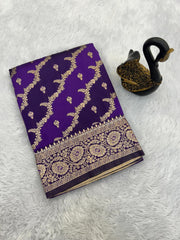 Deserving Purple Soft Banarasi Silk Saree With Classic Blouse Piece