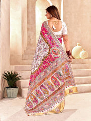 Incredible Off White Nylon Dola Pashmina Saree With Classic Blouse Piece
