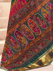 Refreshing Rama Nylon Dola Pashmina Saree With Scrumptious Blouse Piece