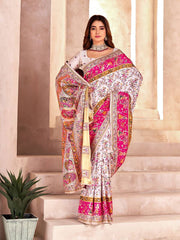Incredible Off White Nylon Dola Pashmina Saree With Classic Blouse Piece