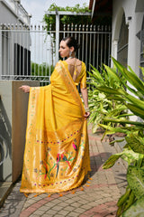 Coneflowers Yellow Woven Paithani Saree